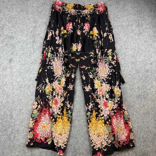 Johnny Was Mono Floral Split Leg Coverup Pants Womens Small Multicolor Wide Boho - Picture 7 of 13