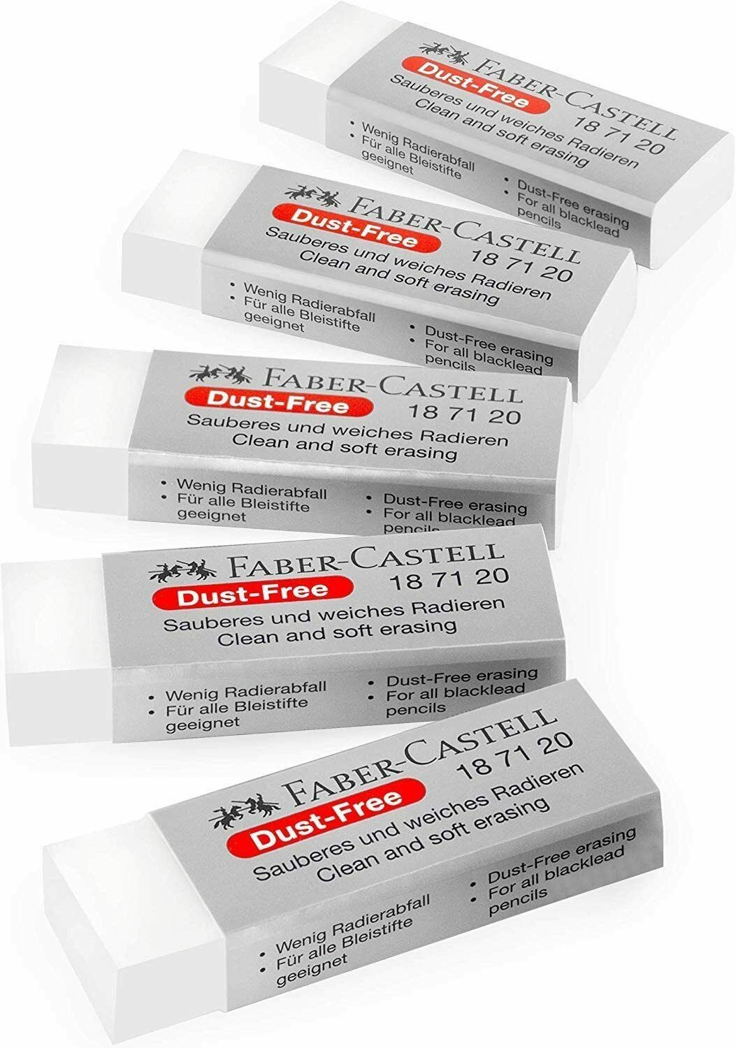 Faber Castell Dust Free Comfort Edge Eraser Rubbers  Pack of 5 - White