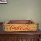 Coca-Cola Vintage Wooden Bottle Carrier Crate Yellow Red Soda Advertising