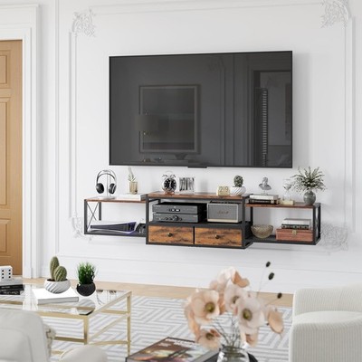 55'' Floating TV Stand Wall Mounted Media Console Entertainment Center Brown