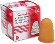 Swingline Rubber Finger Tips, Cots, Extra Large Size 14 , Amber