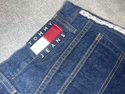 VTG 90s Y2K Tommy Jeans Men s 33x30 Side Tape Stripe Raw Hem 100% Cotton NWOT
