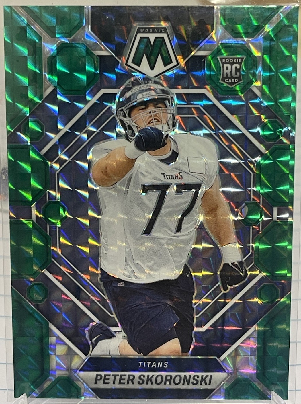 2023 Panini Mosaic #355 RC Peter Skoronski Green Mosaic Prizm Rookie Titans