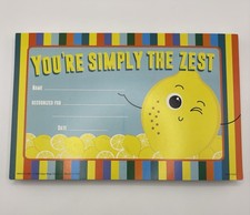 "You're Simply The Zest" Reward Certificate 64 Count NEW 8.5" x 5.5"