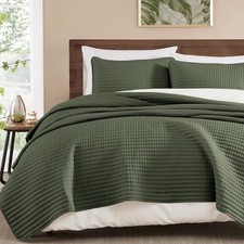 Queen Quilt-3 Pieces Lightweight Bedspreads Olive Green Queen Size Quilt Bedding