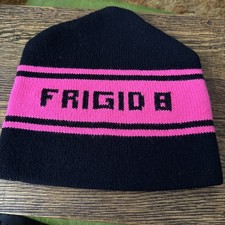 Wigwam 80 s Black Pink Thermal Vtg USA Made Wool Beanie Stocking Ski Hat Cap