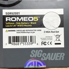 SIG SAUER ROMEO5 1x20mm Red 2 MOA Dot Sight Black M1913 Mount SOR52001
