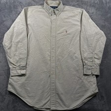 Ralph Lauren Dress Shirt Mens 16.5 32-33 Cream Yarmouth Cotton Oxford Formal