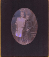 VTG Cabinet Card Photo Adorable Little Girl  Boy Siblings Friends Love Family
