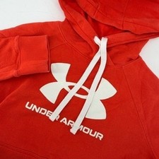 Under Armour Mens Small Red Rival Fleece Logo Pullover Hoodie Sweatshirt