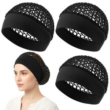 3 Pcs Hair Nets for Sleeping, 2.95'' Wide Band Elastic Hair Wrap Net