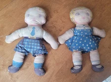 Pair of Vintage 11 Cloth Dolls Boy and Girl