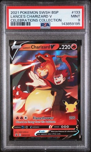 2021 POKEMON SWSH PROMO CELEBRATIONS COLLECTION LANCE'S CHARIZARD V PSA 9