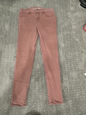 American Eagle Jeans Size 10 Womens Red Stretch Pants Mid Rise Jegging B82