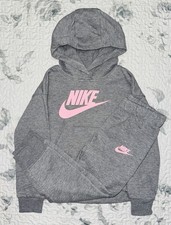 Little Girls Nike Gray/Pink Hoodie  Joggers Set Sz/ 5