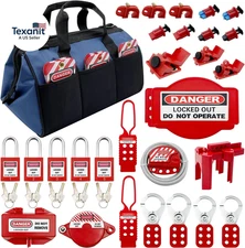 Lockout Tagout Kit - Clamp-On Circuit Breaker Lockout, Group Lockout Hasps, Lock