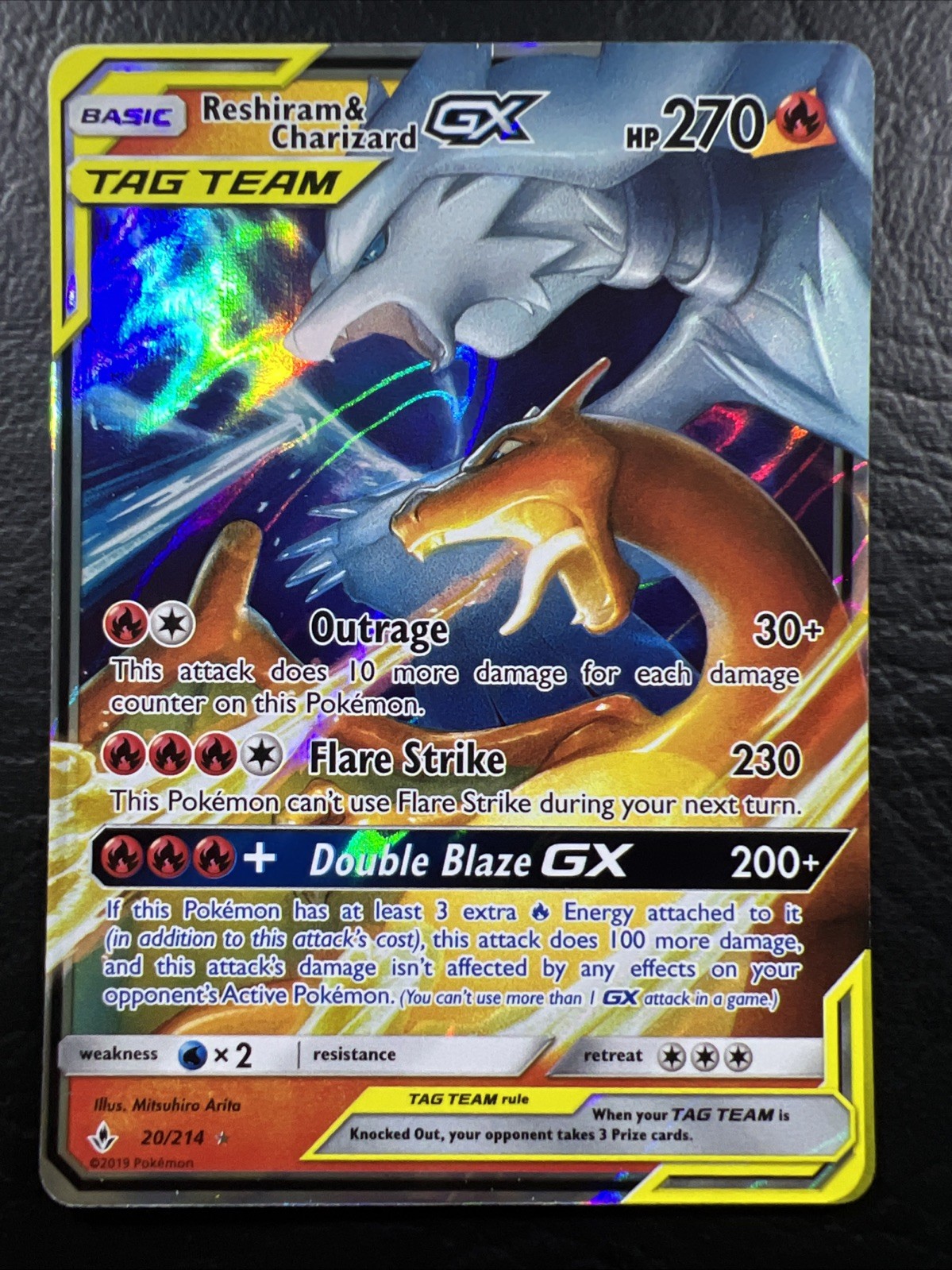 Pokémon TCG Reshiram & Charizard GX 20/214 Unbroken Bonds Ultra Rare Full Art Ex
