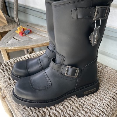 DieHard Mens Black Biker Buckle Boots Size 11 Klinton motorcycle