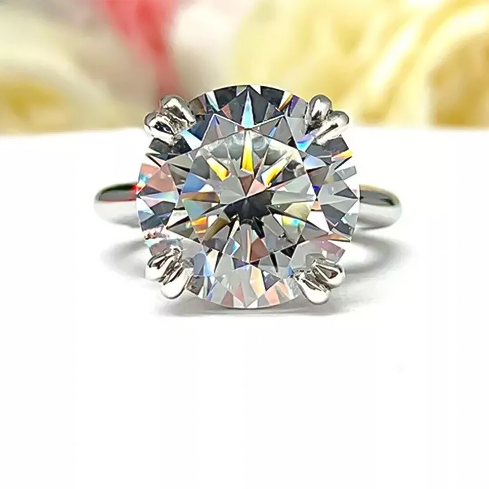 6.65 Ct Round Cut White Diamond Solitaire Ring In 925 Sterling Silver Certified