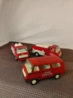 🔥70s 3 Set Fire Chief & Trucks Pressed Steel Van Vintage Red Tonka Department