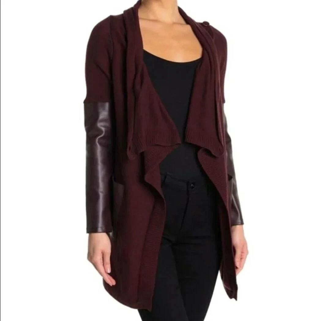 Burgundy waterfall cardigan top