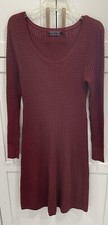 Peruvian Connection Burgundy Cable Knit Sweater Dress M AK102