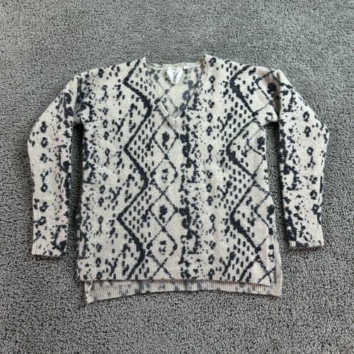 HWR Anthropologie Sweater Womens XS Wool Yak Cashmere Blend Geometric V Neck - Picture 2 of 12