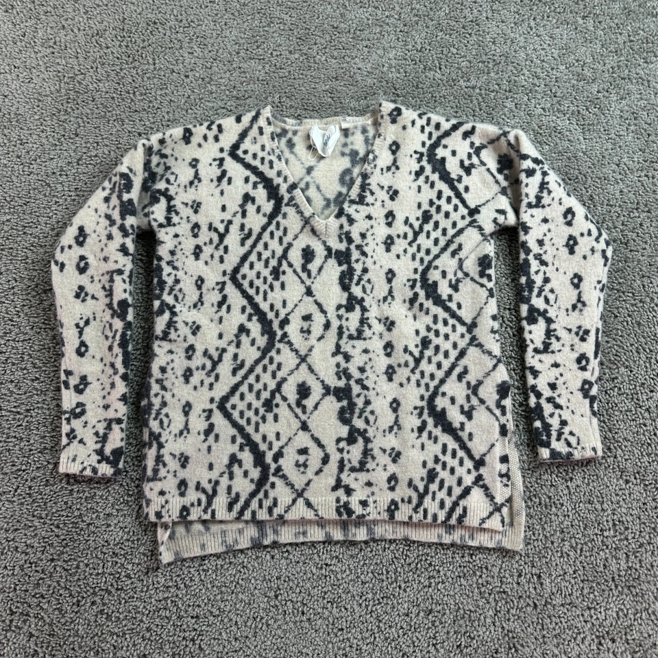 Свитер женский HWR Anthropologie XS шерсть як кашемир смесь геометрический V-образный вырез - Изображение 2 из 4