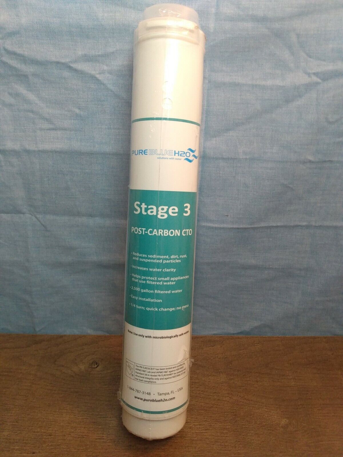 Pure Blue H2O Stage 3 Water Filter Post-Carbon CTO Aqua Green Te