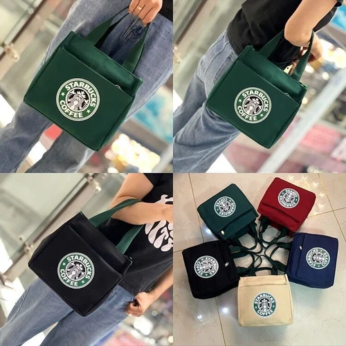 2024 Neu Starbucks* Canvas Beuteltasche Praktische Brotzeittasche Umweltfreundlich Tragetasche Einkaufstaschen - Bild 3 von 23