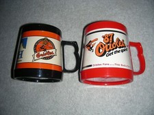 Busch & Budweiser Beer Orioles 1983 & 1987 Cup Mug Stein Thermo-Serv Made in USA