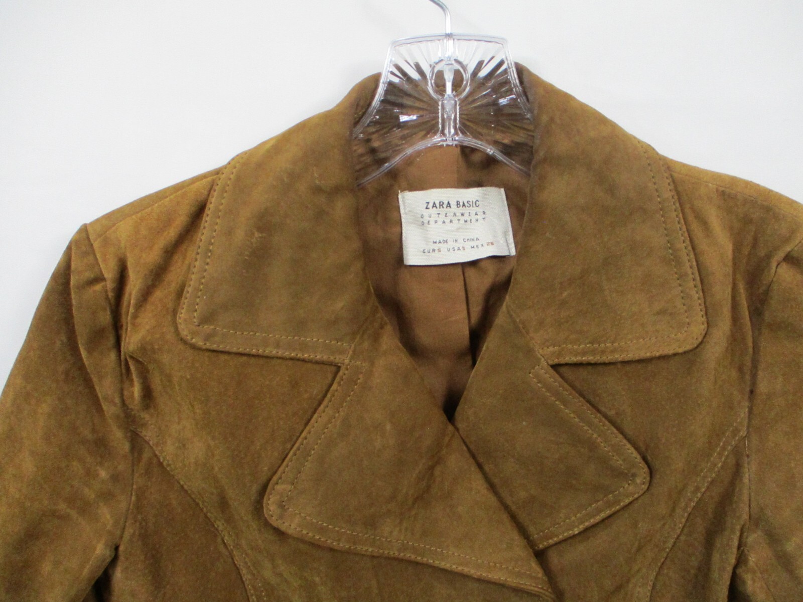 Zara Basic Womens Leather Jacket Small Brown Butt… - image 2