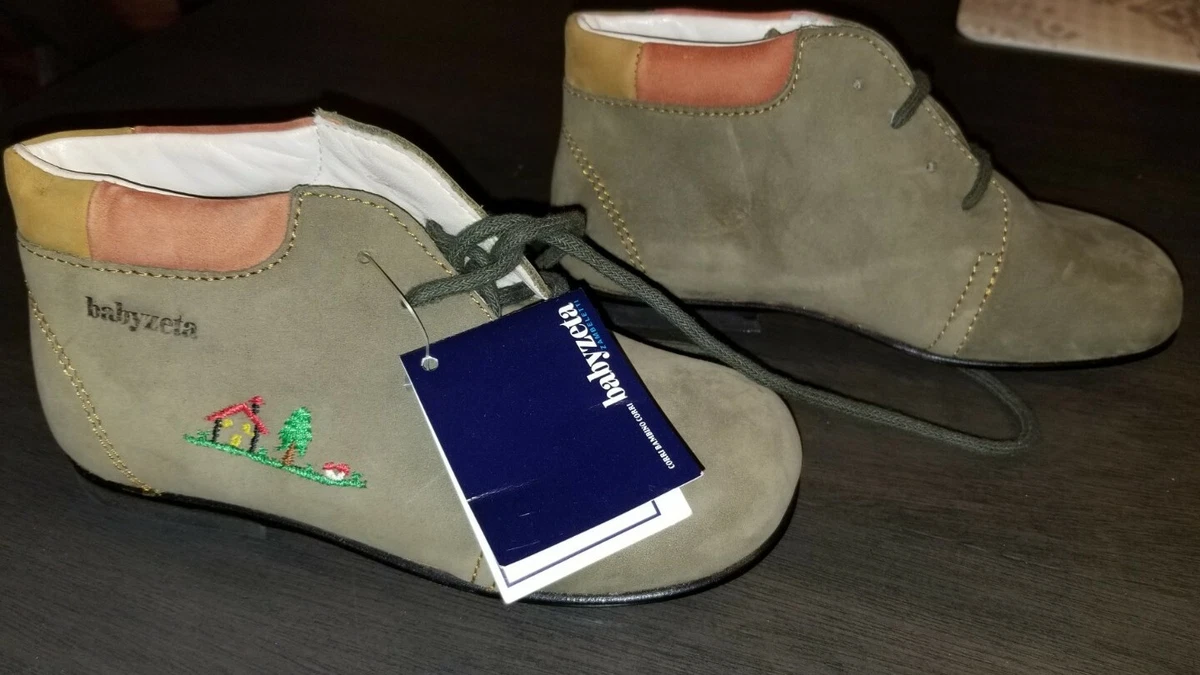 Baby Zeta Boys Hademade Real Leather Italian Imported Shoes EU 26 Size 9.5 New