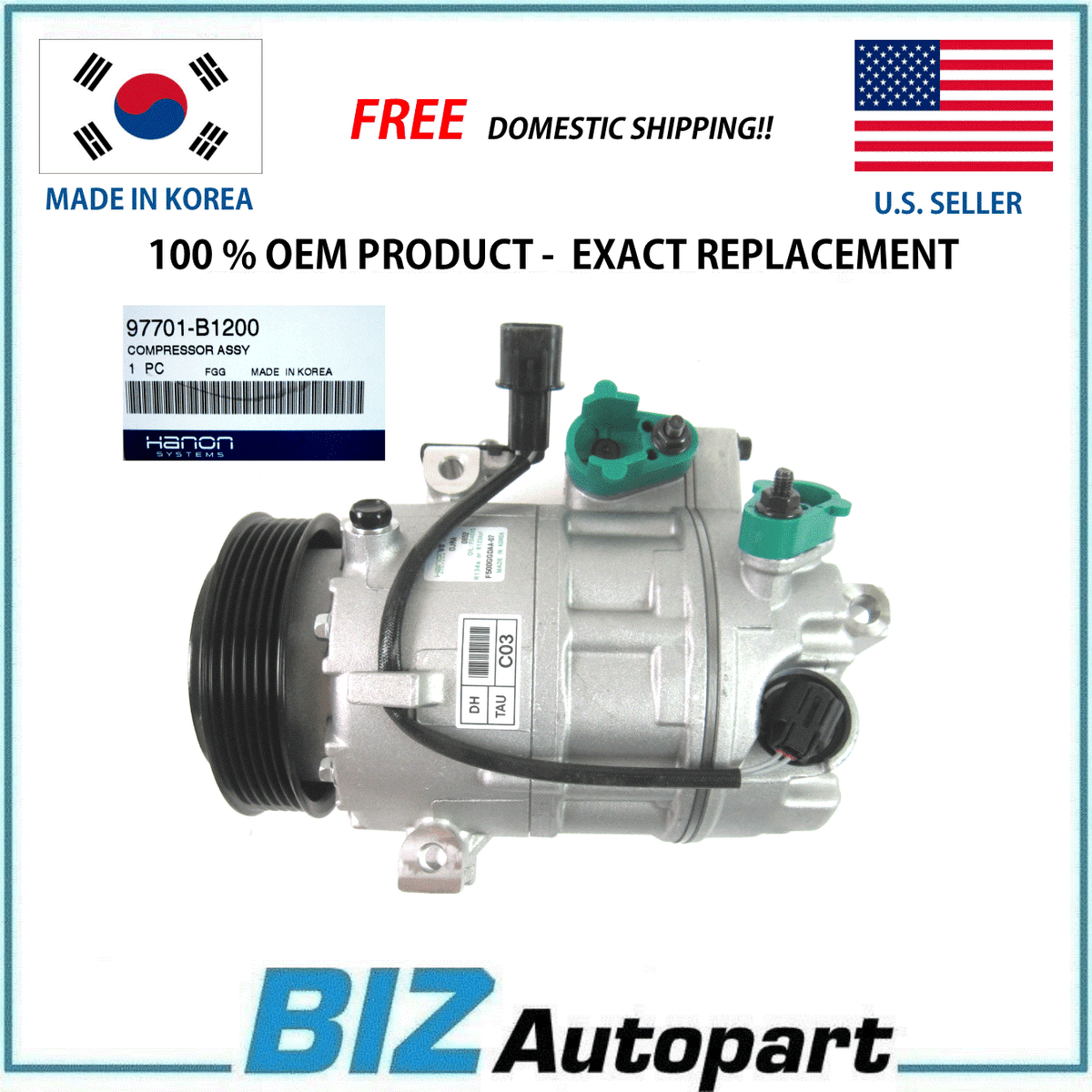 OEM A/C COMPRESSOR W/CLUTCH For 2014-2017 HYUNDAI GENESIS SEDAN