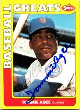 Tommie Agee autographed baseball card (New York Mets) 1990 Swell Legends #1