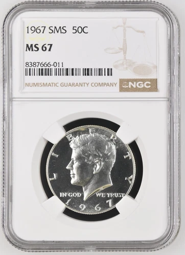 1967 SMS MS67 Cameo Kennedy Half Dollar NGC
