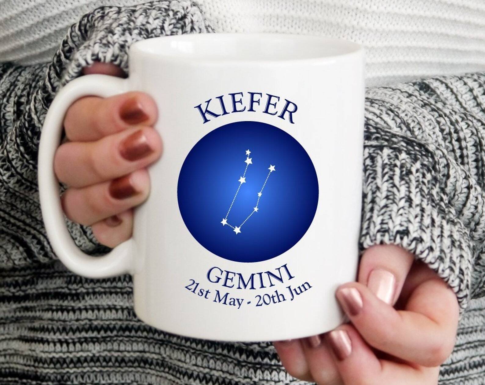 Personalised Gemini Constellation Stars Printed Mug Gift For Her Gift For Him