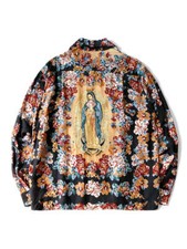 Kapital Silk Rayon Champagne Maria Pattern Drizzle Open Collar Shirt Long Sleev