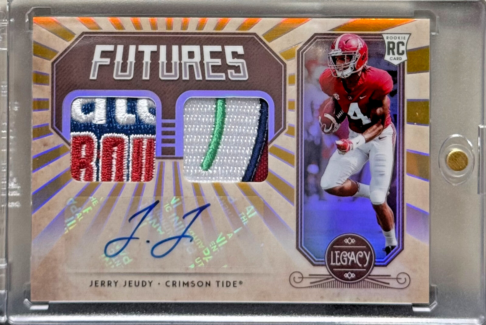 Jerry Jeudy Panini Legacy Futures Dual Patch Autographs #FDJJ Gold