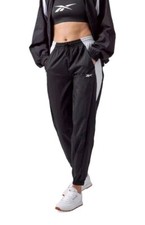 REEBOK Women's Vector Woven Track Pants Joggers Black And White Size Small