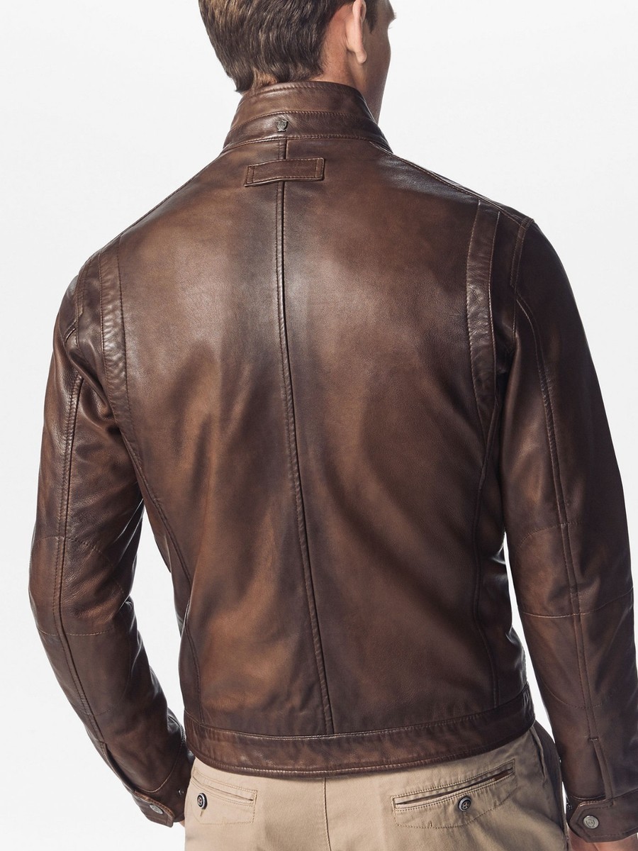 NWT Massimo Dutti Brown Nappa Leather Jacket S bomber biker