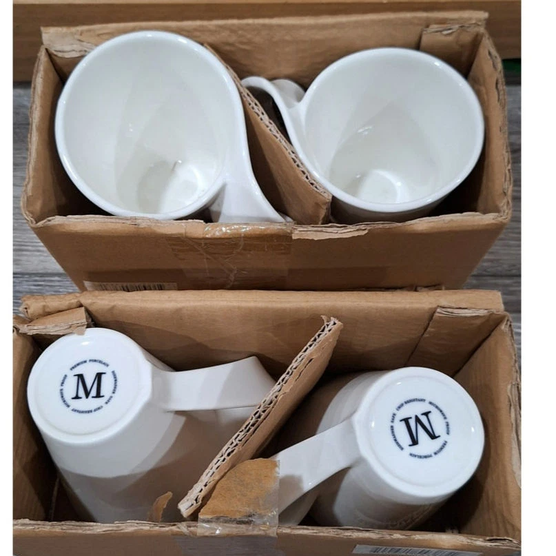 Juego de 2 tazas de café melange - porcelana blanca moderna - nuevas Foto 2 de 4