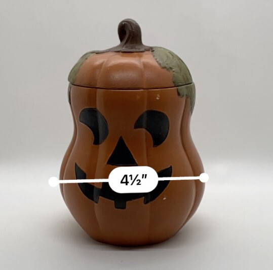 Byron Molds Ceramic JACK O LANTERN FACE Pumpkin w/Lid - TREAT Jar Vtg 1985