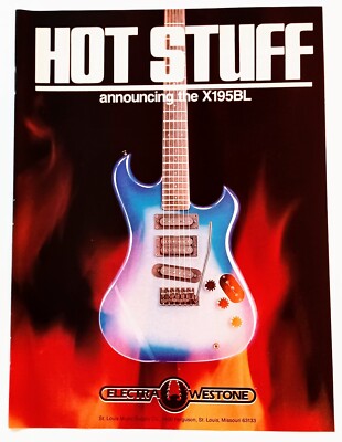 WESTONE X195BL ELECTRIC GUITAR~HOT STUFF~1984 PROMO PRINT AD ADVERT POSTER PINUP