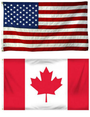 12x18 12''x18'' Wholesale Combo USA American & Canada Canadian Flag Grommets 