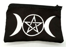 Amazing Triple Moon Wiccan Purse Coin Zipper Wicca Bag