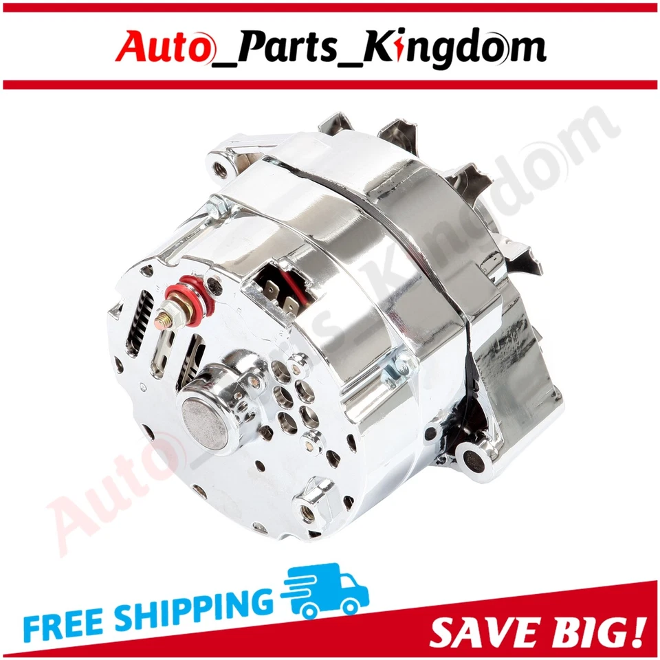 For Chrome BBC SBC Chevy GM 1 Wire Chevy 327-350-396-427-454 110Amp Alternator - Изображение 3 из 4