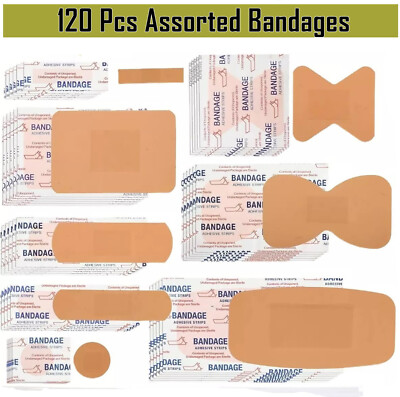 Adhesive Extra Large Flexible Stripes Bandages 120 Assorted Sizes up to 2'' X 4''