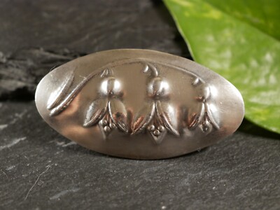 830 Silber Brosche Handarbeit C.D. Wohl Alfred Ringele Pforzheim Blumen Oval