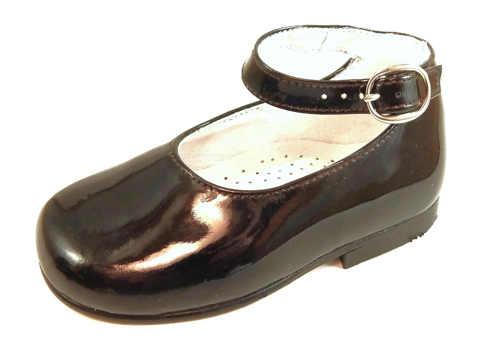 Sapatos sociais DE OSU - Europeu - Bebês meninas couro envernizado marrom - Espanha -Tamanho 3-6 - Imagem 2 de 4